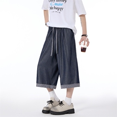 仿天丝牛仔高级感冰丝垂感休闲裤夏季新款潮牌七分裤男2559特P28，男装牛仔裤，电商C305A