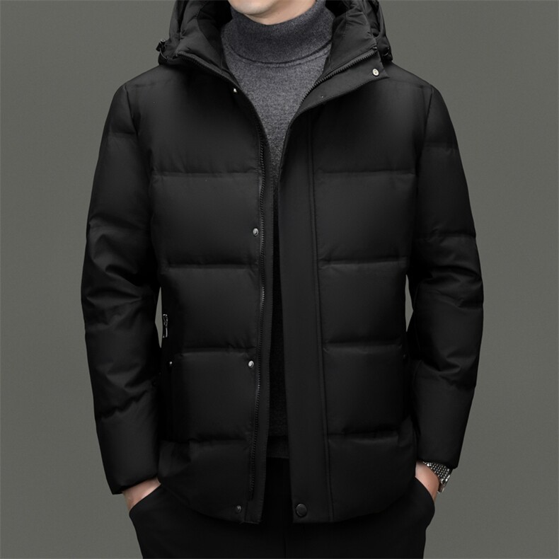 秋冬季白鸭绒羽绒服休闲男士短款加厚可脱卸帽时尚保暖男外套,男装羽绒服,钱塘6003（原4033）