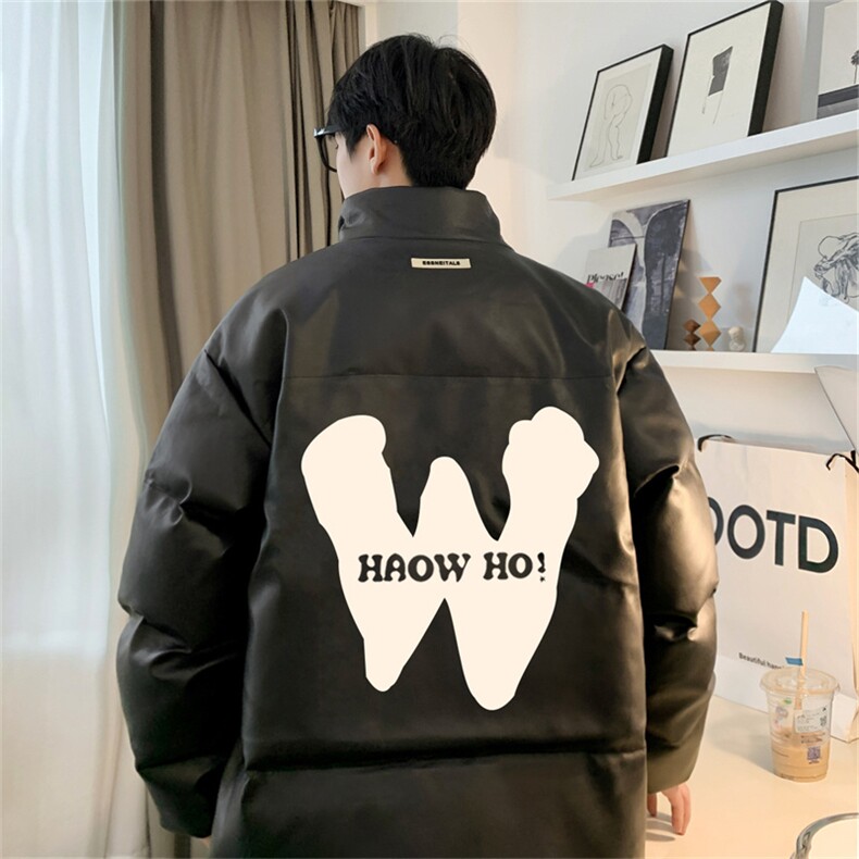均可提供短视频 高品质港风W英文PU皮加厚棉衣PM105-p110控148图片