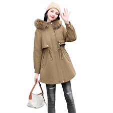 派克服女中长款冬装2024年新款时尚洋气妈妈冬季加厚棉衣棉袄外套，女装棉衣/棉服，一安秀