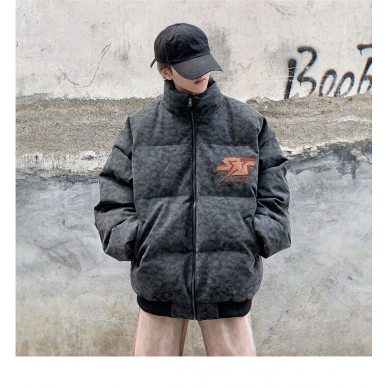 冬季美式街头字母刺绣服外套男加厚面包服小众情侣保暖衣TT49 P88图片