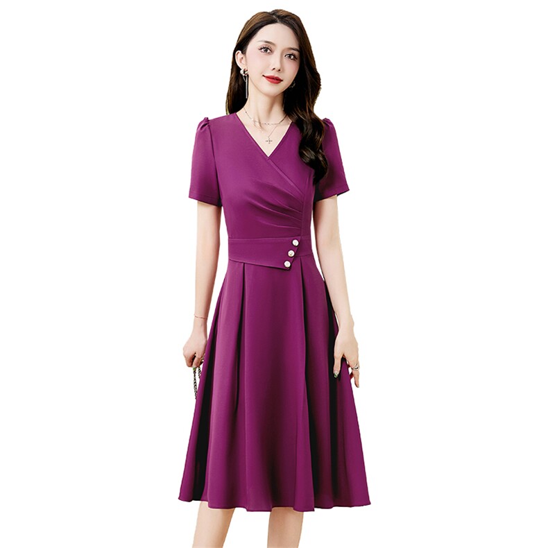 2023年夏季新款时尚气质有女人味的中长款连衣裙,女装连衣裙,鑫鑫美