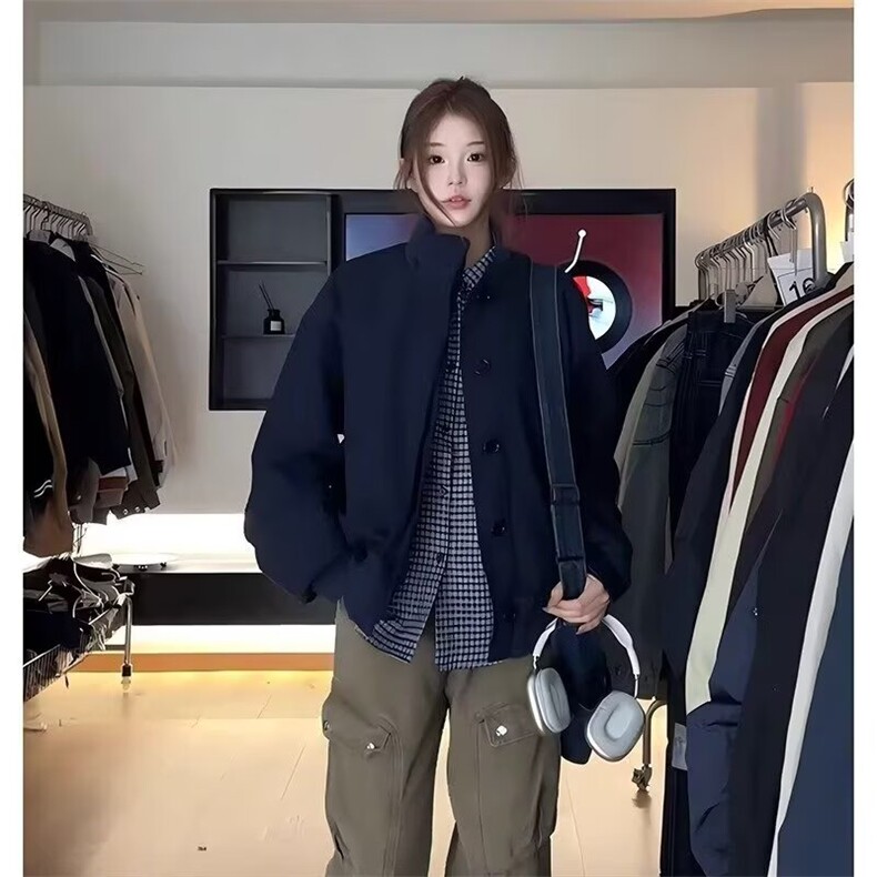 RS110-P60美式复古cleanfit廓形短款夹克外套女春秋新款,男装夹克,电商B323A