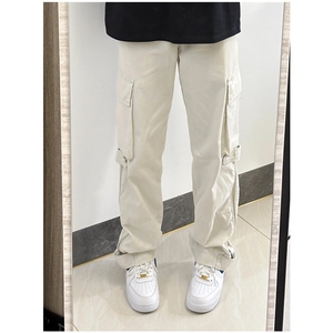 复古水洗阔腿辣男工装侧拉链直筒宽松休闲裤子 KK40图片