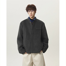 绵羊毛呢子夹克立领中山装西服短款宽松毛呢大衣外套-JK001P115，男装夹克，电商B289