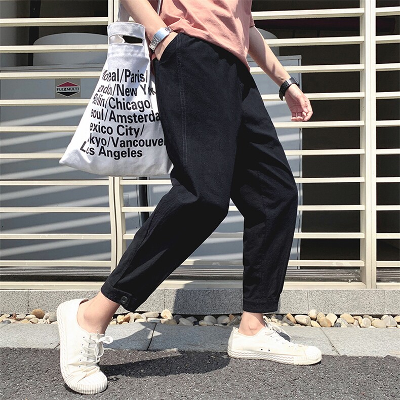 束脚裤男2021夏季潮流小脚哈伦裤新款休闲裤九分运动裤DS383T,男装休闲裤,电商A102
