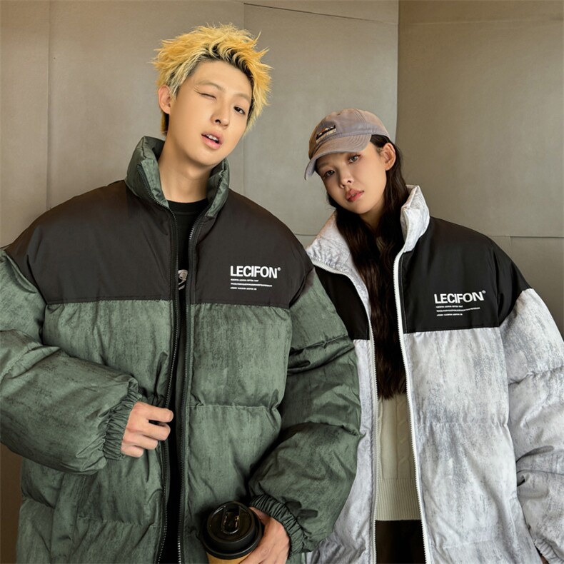 情侣棉衣棉服迷彩印花拼接面包服立领棉袄外套量大有差1613C-P70,男装棉衣,星座207