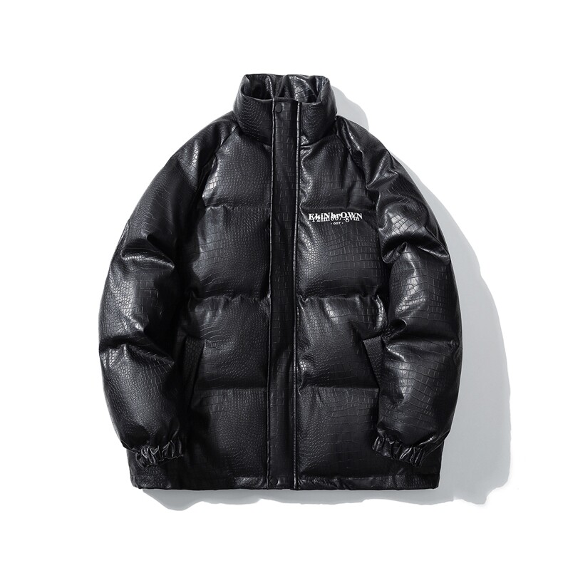 1白底鳄鱼纹手塞棉大码M-5XL夹克PU皮棉服外套男8507P120控158，男装夹克，星座226-2