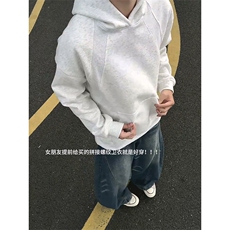 抖音得物二开26春装美式高街宽松结构螺纹拼接连帽卫衣外套X087，女装短外套，电商A486