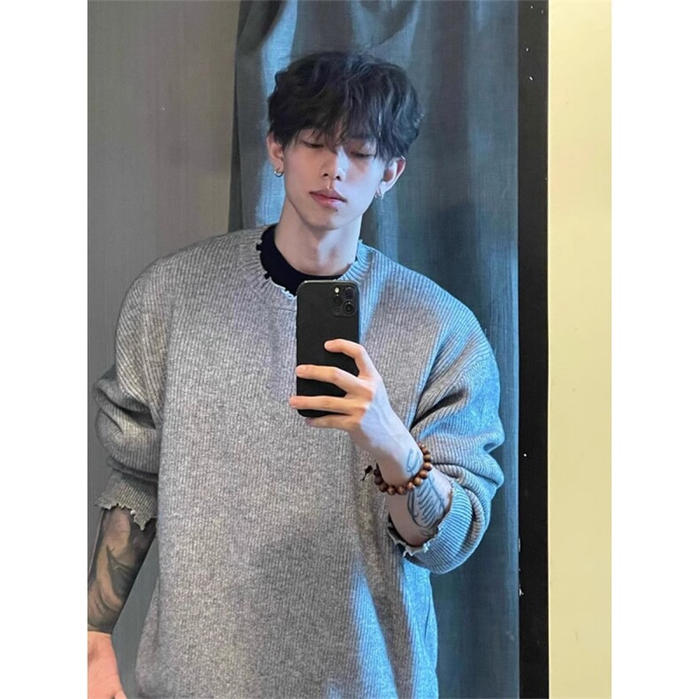 【有货】MY711CC-特P50破坏风毛衣男设计感高级感针织衫外套,男装针织衫/毛衣,星座1007（原301D）