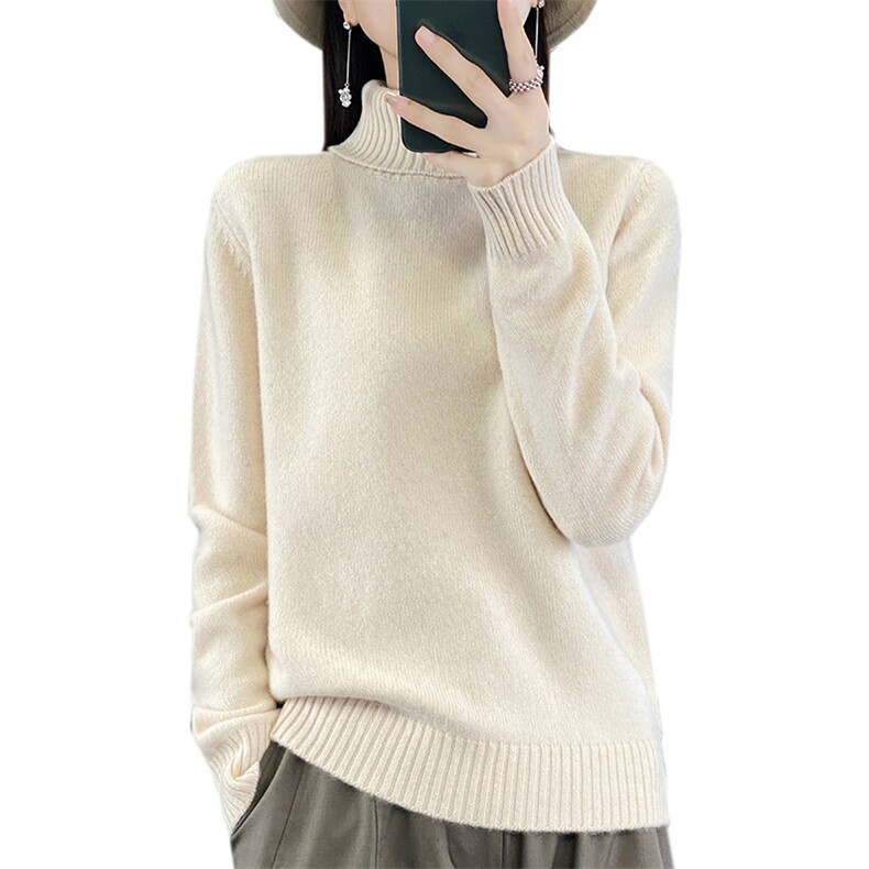 长袖圆领纯色2024年秋季套头针织衫羊毛显瘦,女装羊毛衫,羊秋羊绒