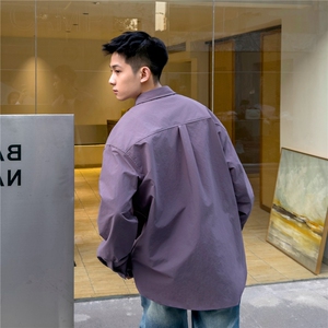 高档韩式松驰速干长袖衬衫男士春秋上衣纯色免烫衬衫LSC27 P39图片