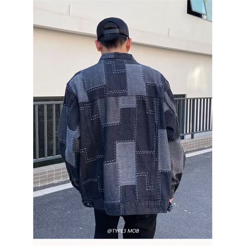 1506/QY80300/P44复得先生格子新款宽松休闲外套男韩版潮流衣服,女装短外套,星座1506