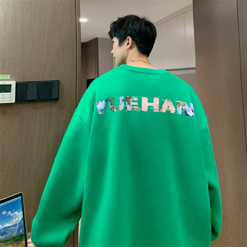 抖音供货、加绒360克现货足印花圆领卫衣宽松D223A-WY22889-P40,男装卫衣,电商019-1