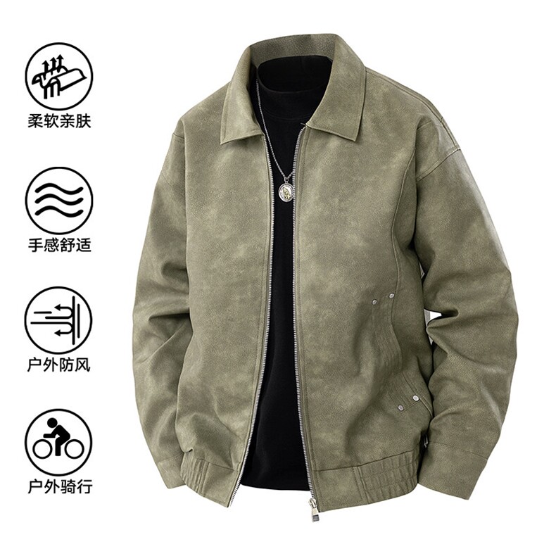 美式复古翻领皮衣外套男美拉德高级感麂皮绒情侣夹克A02518-P85,男装夹克,星座308B-2