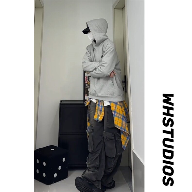 黄蓝格子长袖衬衫男美式格纹衬衣小众设计情侣外套C38-P45,男装衬衫,星座1007（原301D）