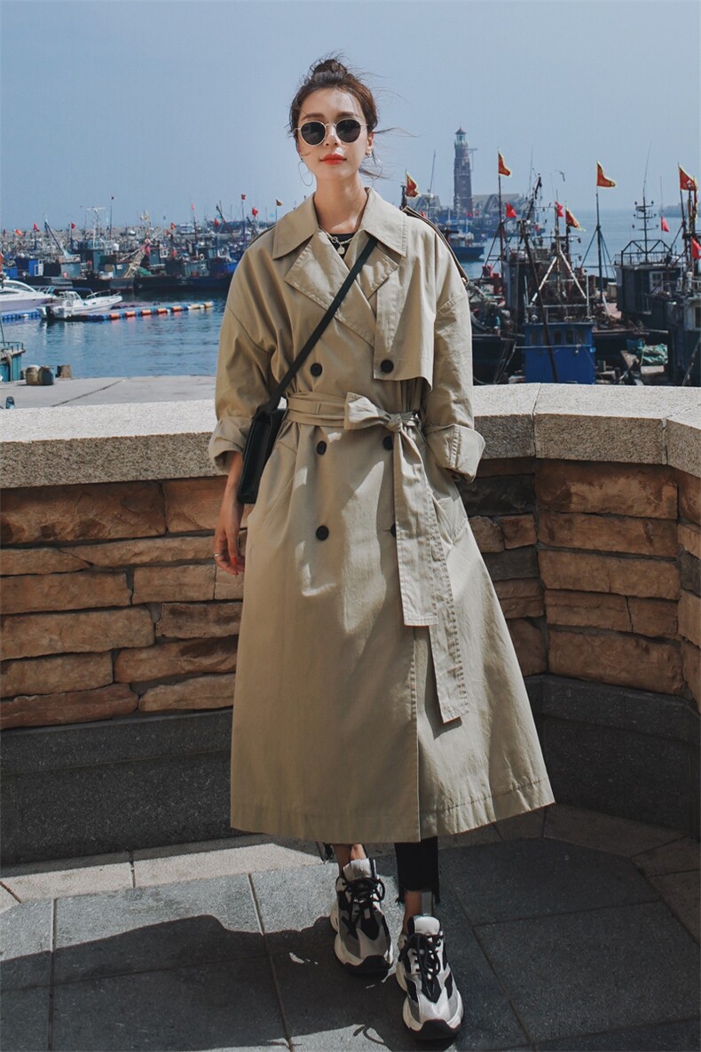 现货2021春秋季新款内包黑条风衣225-2015-P145（控198）,女装风衣,浙宝225