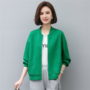 2022年秋季新款短外套女士短款韩版宽松显瘦棒球服女拉链开衫图片
