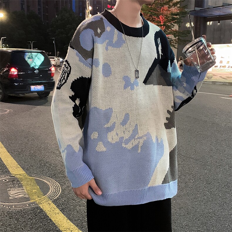 美式潮牌套头针织衫男上衣秋毛衣男长袖宽松休闲外套M126-P42,男装针织衫/毛衣,星座512-4
