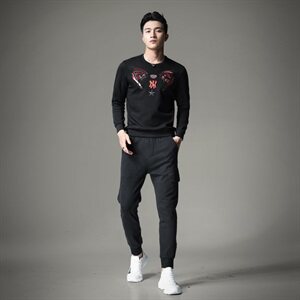 男圆领卫衣刺绣工艺个性潮时尚秋冬男 标准码 货号6119-1图片