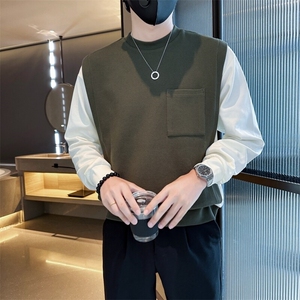 现货2025秋季新款社会小伙假两件卫衣男帅气外套W12P75控108图片