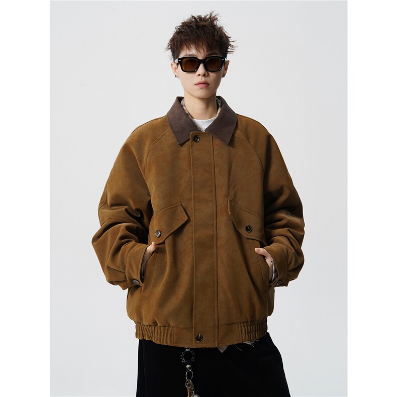 MY647P130控208翻领拼接兔毛内里加绒加厚外套棉衣棉服,男装棉衣,电商B205