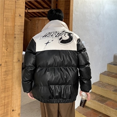 pu皮拼接面包服棉服情侣冬季加厚棉衣加厚外套MY266特P95控158，男装皮衣，电商B370
