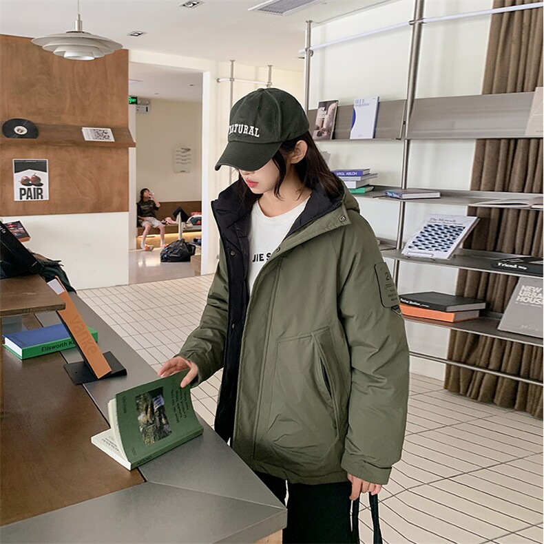 现货小个子简约棉衣抽绳连帽领子保暖女厚2024年棉服外套,女装棉衣/棉服,流量+