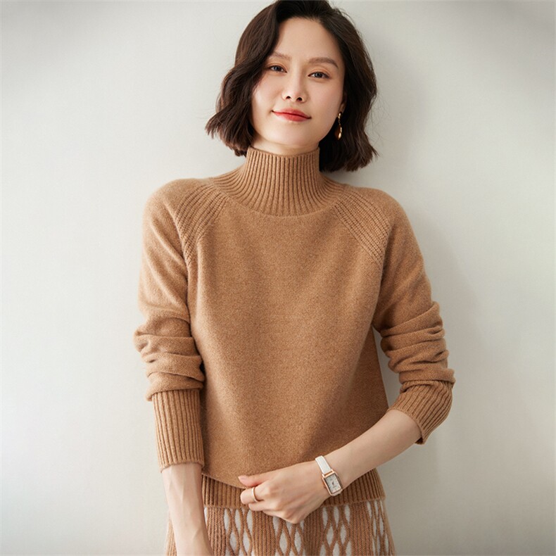 时尚半高领女士羊绒衫保暖显瘦优雅气质高品质35%羊绒材质图片