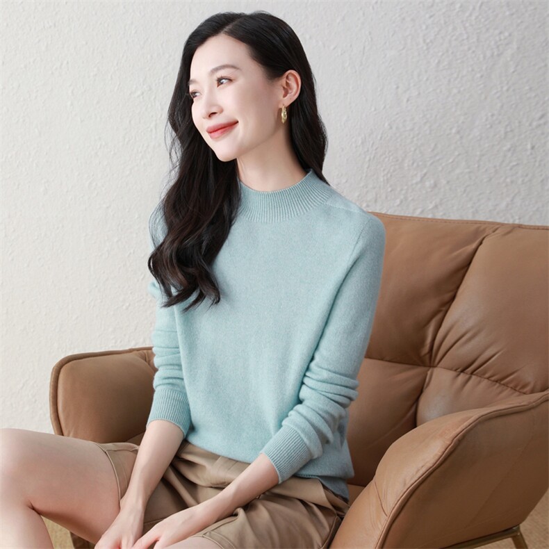半高领羊绒衫女100%纯山羊绒秋冬新款洋气内搭长袖打底衫毛衣,女装羊绒衫,阿舍尔精品