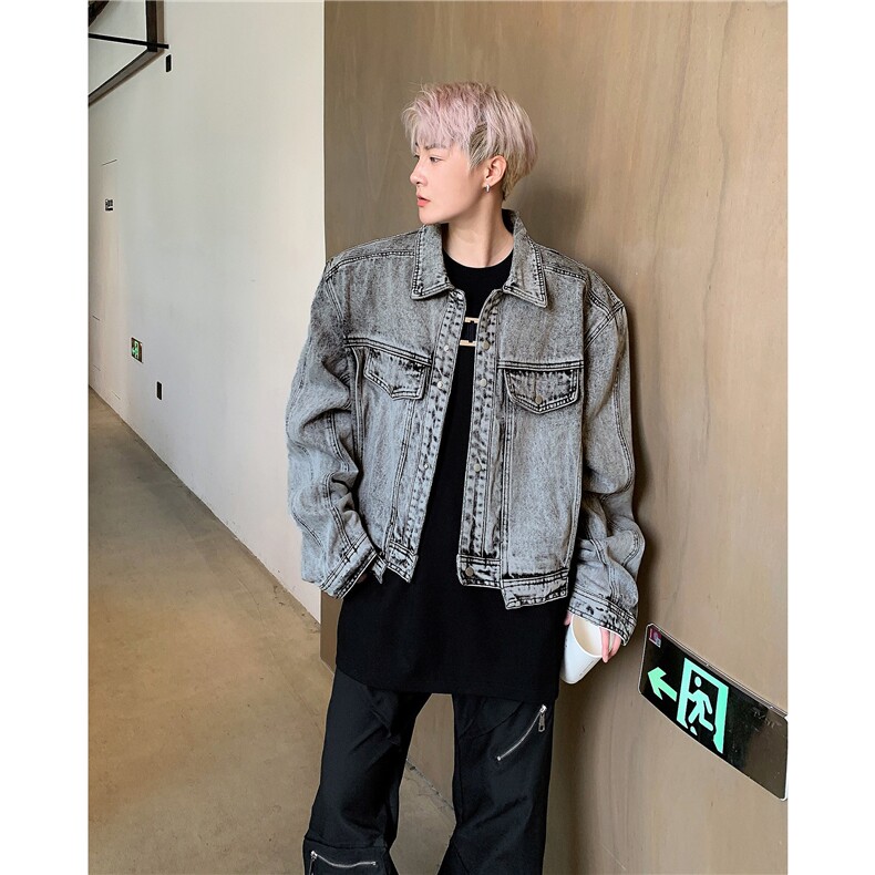 春秋款做旧夹克男2026新款痞帅牛仔外套美式潮牌百搭JK8352/P82,男装工装外套,星座506