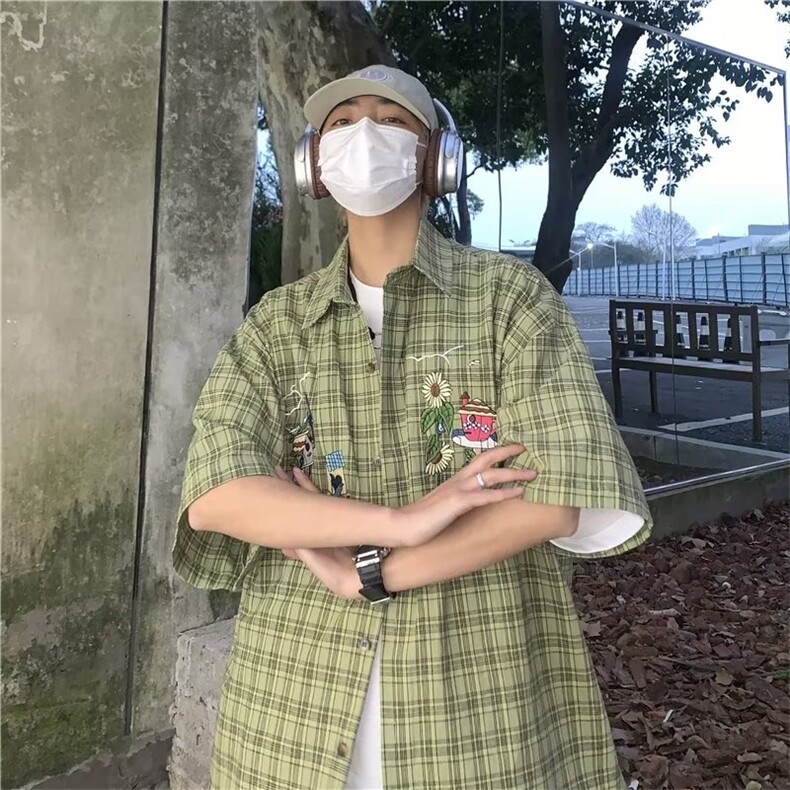 简约新款标准文艺男五分袖青春流行慵懒潮流夏季衬衫C775P35,男装衬衫,星座1116-2