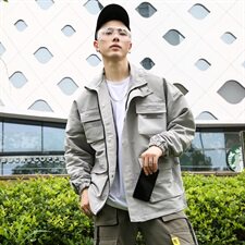 709-JK58-P9020秋装新款情侣立领夹克宽松印花工装外套男潮，男装夹克，星座709