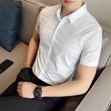 2022夏季青年短袖衬衫男修身衬衣纯色商务男士青年寸衣CSC903，男装衬衫，电商A311