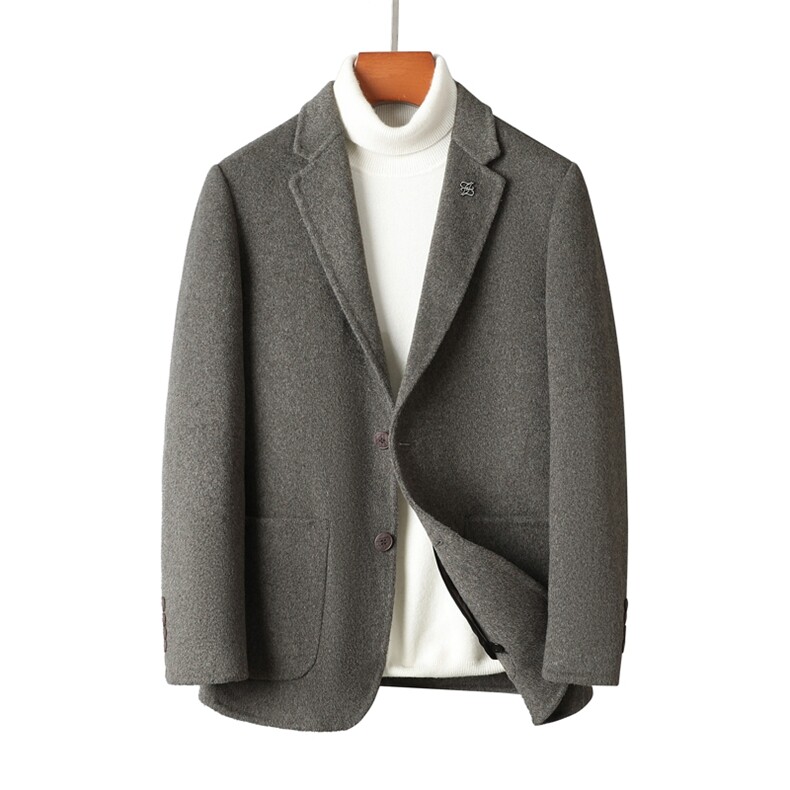 HYD82366秋冬2026年男士新款双面呢脱卸羽绒大衣羊毛外套呢子外套，男装毛呢大衣，电商B360