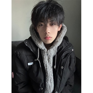 A292-P98冬季棉服外套情侣男女假两件外套棉服连帽上衣,冬季大衣与鞋搭配图片