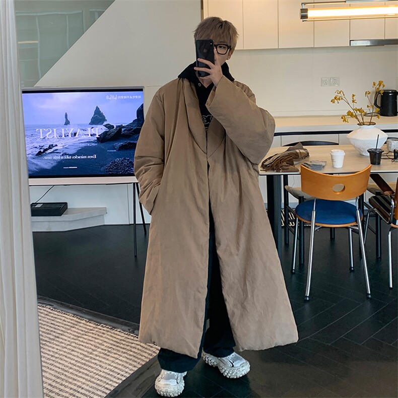 8XL-M90白鸭绒！特大码羽绒服日系绒面长款棉衣男YRFC03P268,男装羽绒服,电商D206-1