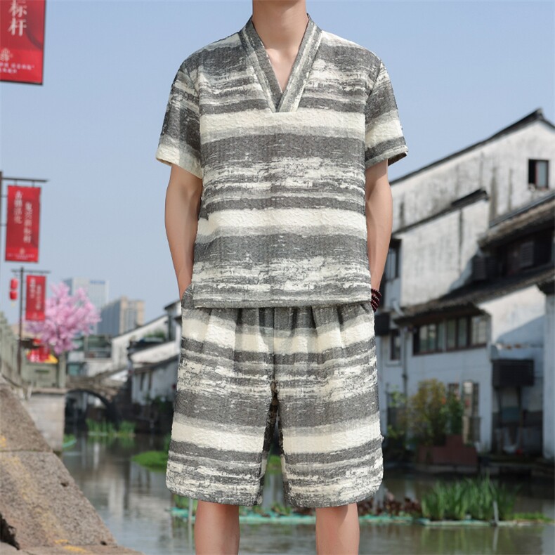 2025夏季新款风男装新中式盘扣休闲套装短袖+短裤A96-P105,男装休闲套装,电商B277(原6028)