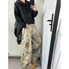 废土风泥染脏脏弯刀裤黄泥牛仔裤男女韩版2025ins长裤RK2613-P62，男装牛仔裤，星座412-3