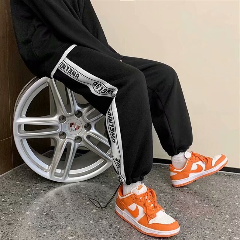 新款设计超火2021嘻哈裤男士ins串标裤灰色街头束脚裤K1173-P28,男装休闲裤,星座512-4