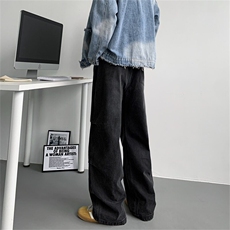 主推！【S-4XL】现货！美式褶皱设计直筒裤子男A080-8203-P65控88，男装牛仔裤，电商A080