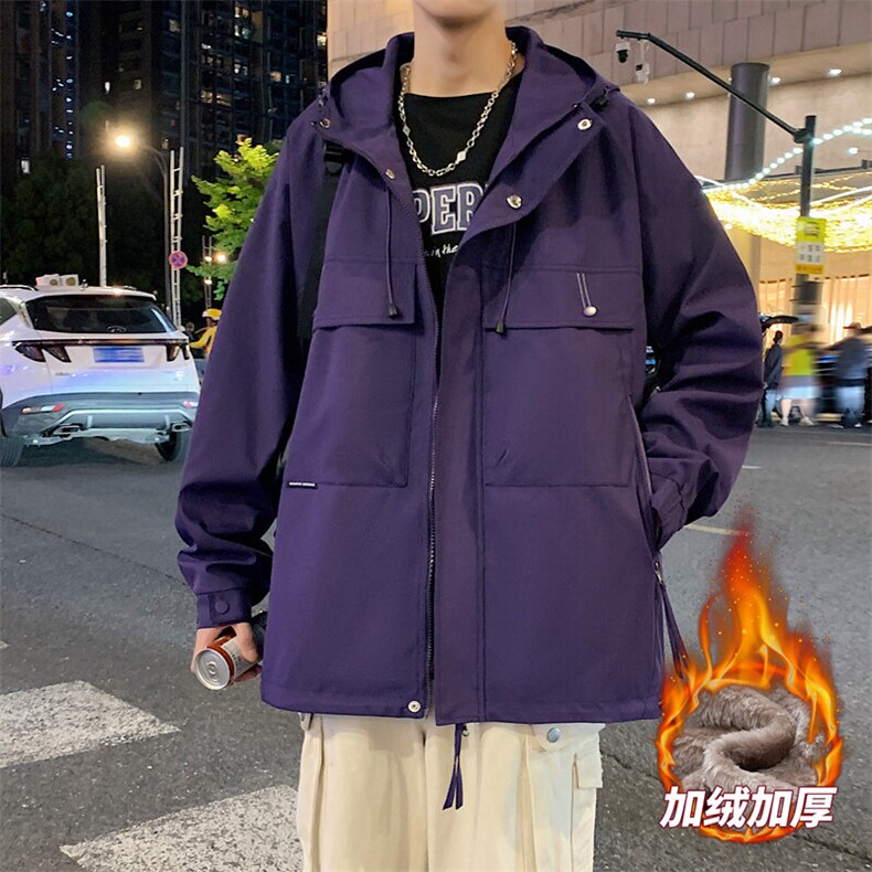 冲锋衣男外套加绒加厚工装夹克男宽松上衣服JK0233-P78加绒P88,男装夹克,星座308B-2