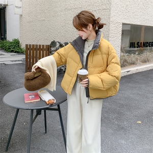 都是现货！2C056-7092-P275控418（撞色拼接 银杏黄90绒 羽绒服）图片