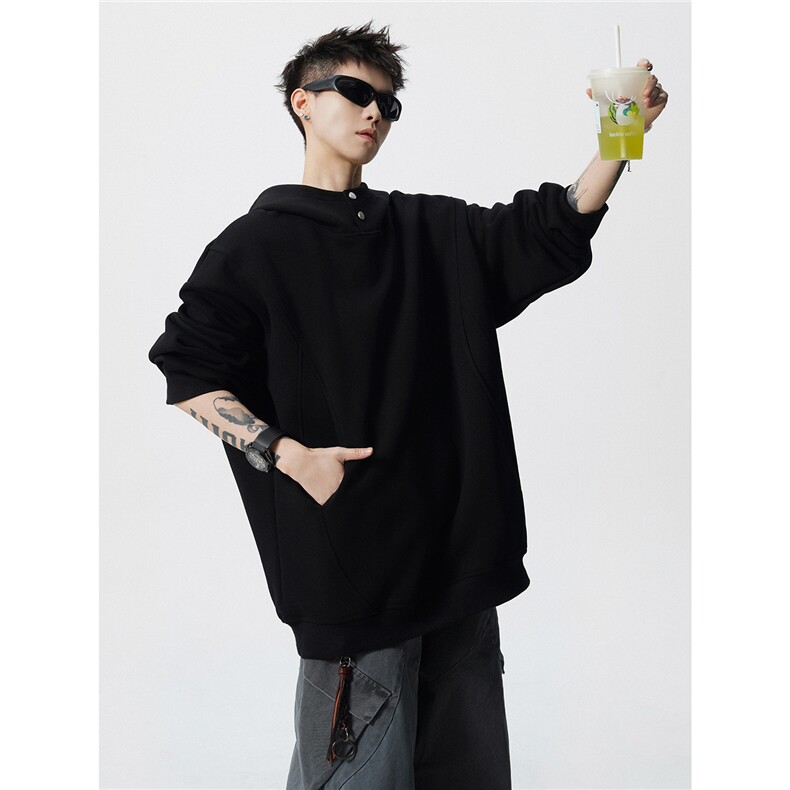 8XL-M美式重磅连帽卫衣大码结构设计拼接上衣秋季外套WY9106特P50,女装短外套,电商B238