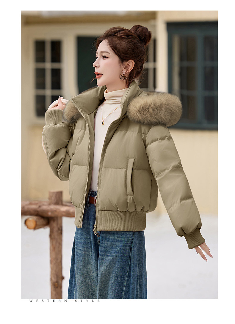 真狐狸大毛领帽毛短款90%白鸭绒羽绒服,女装羽绒服,衣佳和