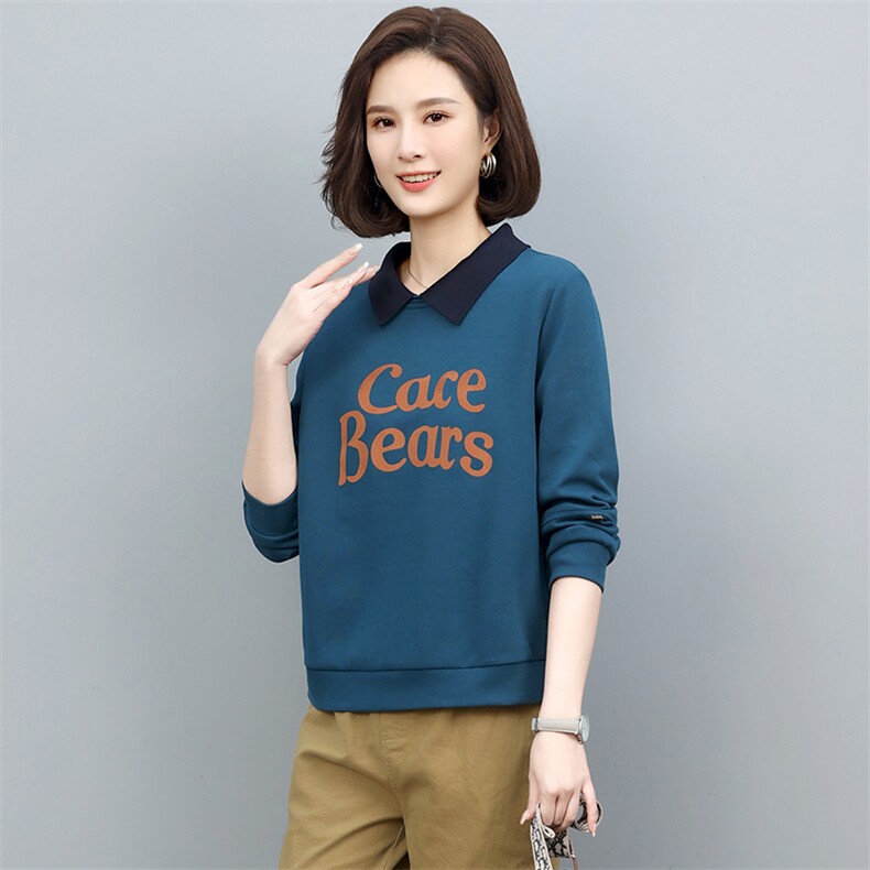 2022年春秋季新款潮气质套头植绒卫衣女宽松显瘦韩版休闲印花上衣，女装卫衣/绒衫，忆绮罗