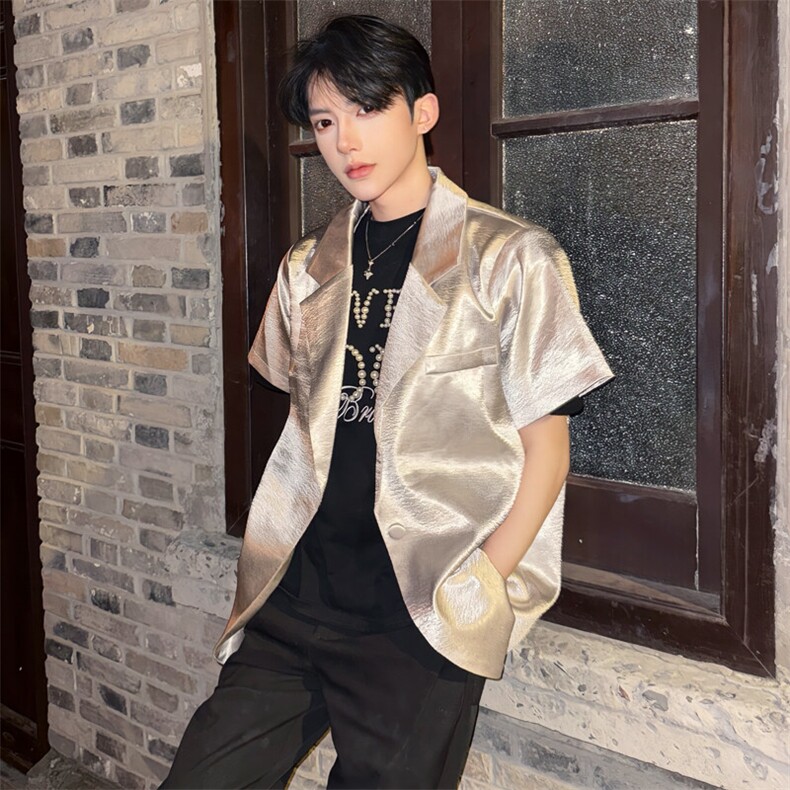肌理感西装外套夏季新款高级感银灰色小个子西服 5087-P85图片