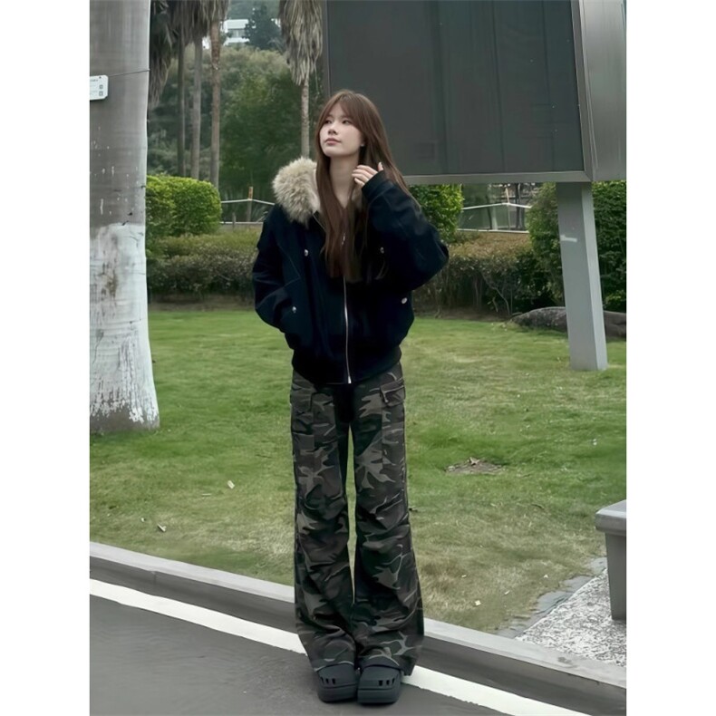 潮美式座山雕棉服女冬季cleanfit设计感短款加绒加厚派克服棉衣,男装棉衣,星座506A