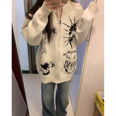 美式高街潮牌新款开衫毛衣外套男女潮牌情侣针织衫秋季毛线衣时尚，男装针织衫/毛衣，星座601-1