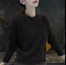 2025年秋季常规单件卷边圆领套头休闲/淑女，女装羊毛衫，犀桦羊绒